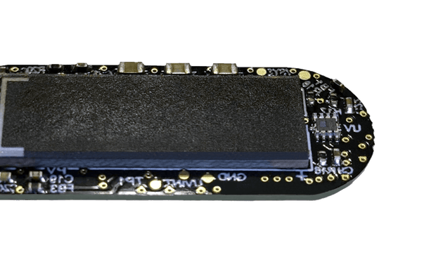 Close up of the insides of sun-a-wear UV tracker without protective case